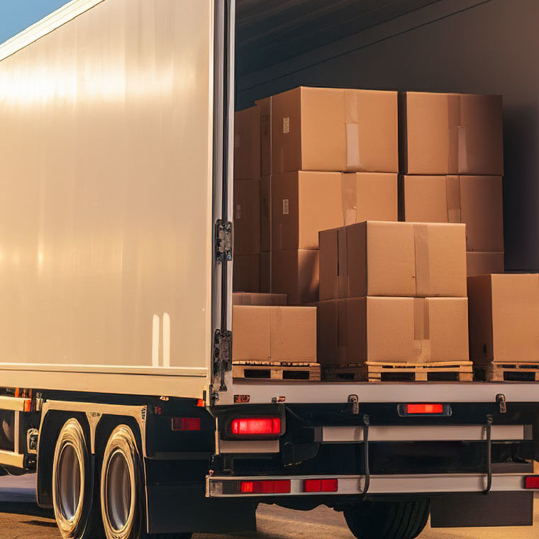 Truck loaded with box shipment.